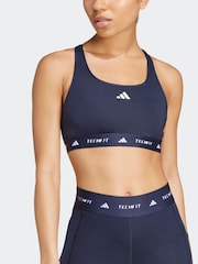 adidas Blue Medium Support Techfit Powerreact Bra - Image 6 of 10