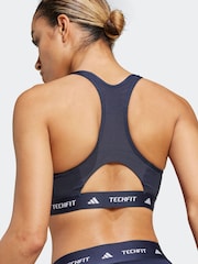 adidas Blue Medium Support Techfit Powerreact Bra - Image 7 of 10