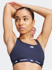 adidas Blue Medium Support Techfit Powerreact Bra - Image 8 of 10