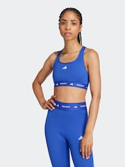 adidas Dark Blue Medium Support Techfit Powerreact Bra - Image 1 of 9