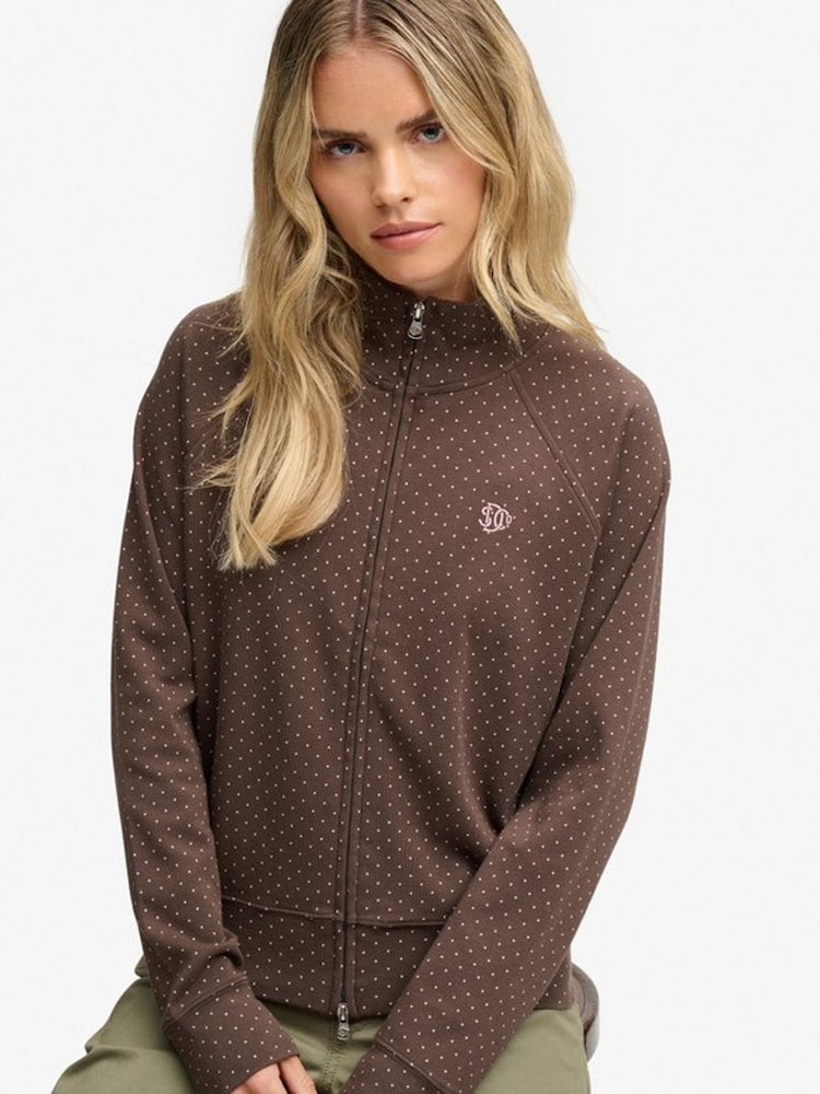 Superdry Brown Polka Dot Sweat Shirt - Image 1 of 5