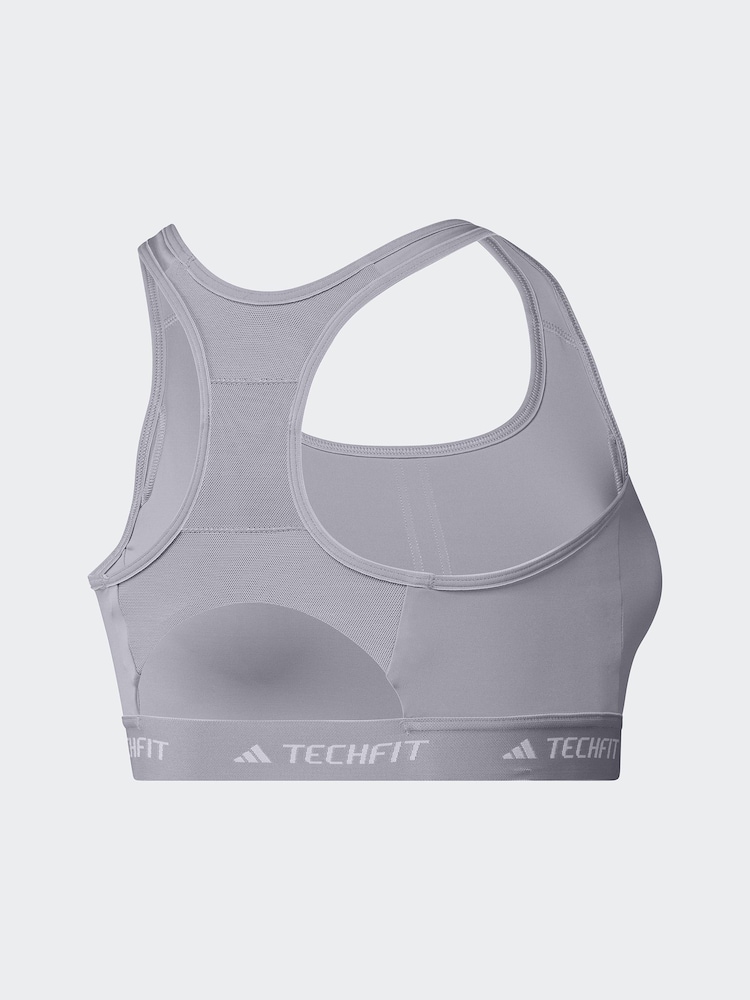 adidas Grey Medium Support Techfit Powerreact Bra - Image 10 of 10
