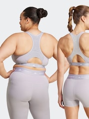adidas Grey Medium Support Techfit Powerreact Bra - Image 5 of 10