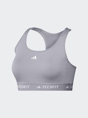 adidas Grey Medium Support Techfit Powerreact Bra - Image 9 of 10