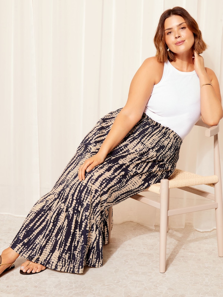 Curves Like These Navy Blue Shirred Waist Maxi Skirt - Image 3 of 4