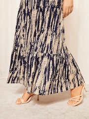 Curves Like These Navy Blue Shirred Waist Maxi Skirt - Image 4 of 4