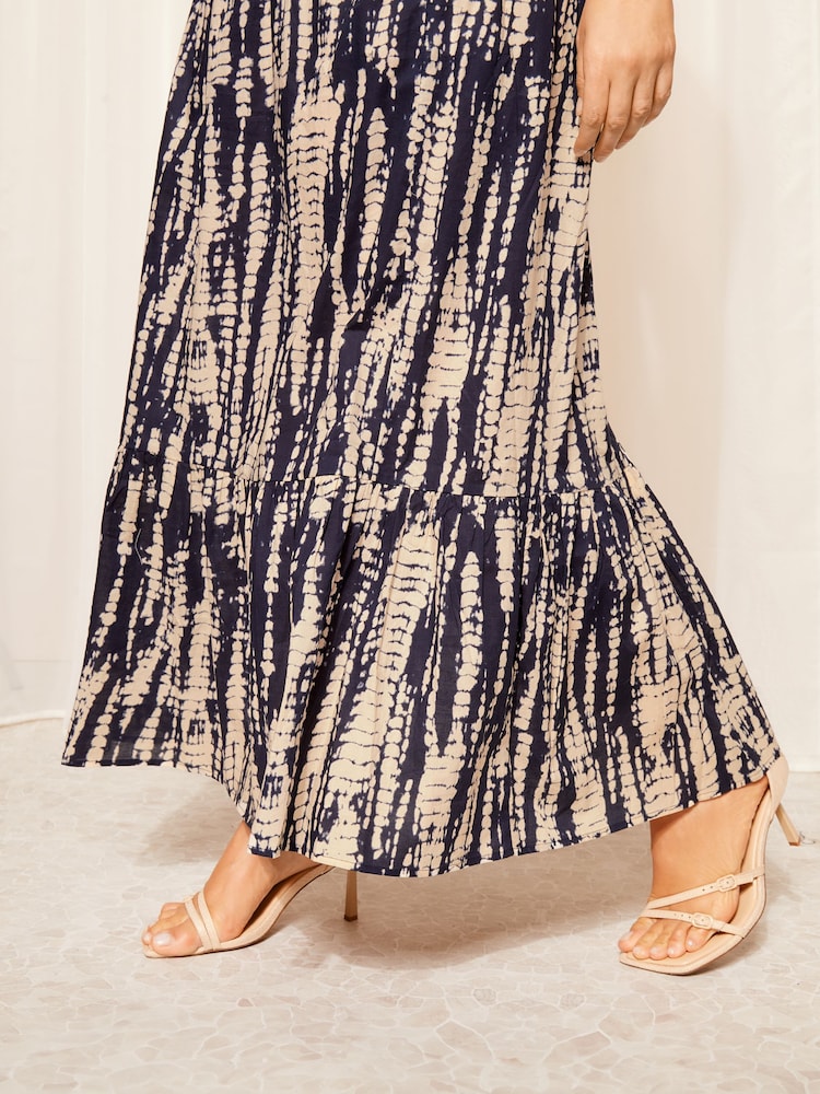 Curves Like These Navy Blue Shirred Waist Maxi Skirt - Image 4 of 4