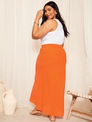 Curves Like These Orange Linen Look Maxi Skirt - Image 4 of 4