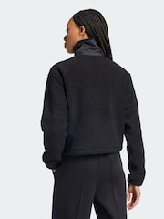 adidas Originals Black 3-Stripes Teddy 1/2 Zip Sweatshirt - Image 2 of 8