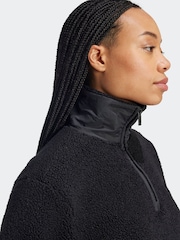 adidas Originals Black 3-Stripes Teddy 1/2 Zip Sweatshirt - Image 5 of 8