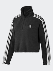 adidas Originals Black 3-Stripes Teddy 1/2 Zip Sweatshirt - Image 7 of 8