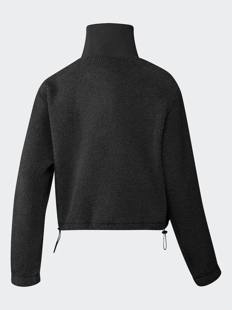 adidas Originals Black 3-Stripes Teddy 1/2 Zip Sweatshirt - Image 8 of 8