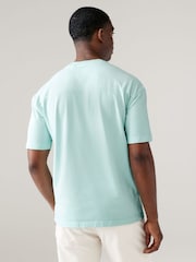 Aqua Blue Garment Dye Heavyweight 100% Cotton T-Shirt - Image 3 of 7