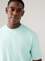 Aqua Blue Garment Dye Heavyweight 100% Cotton T-Shirt - Image 4 of 7