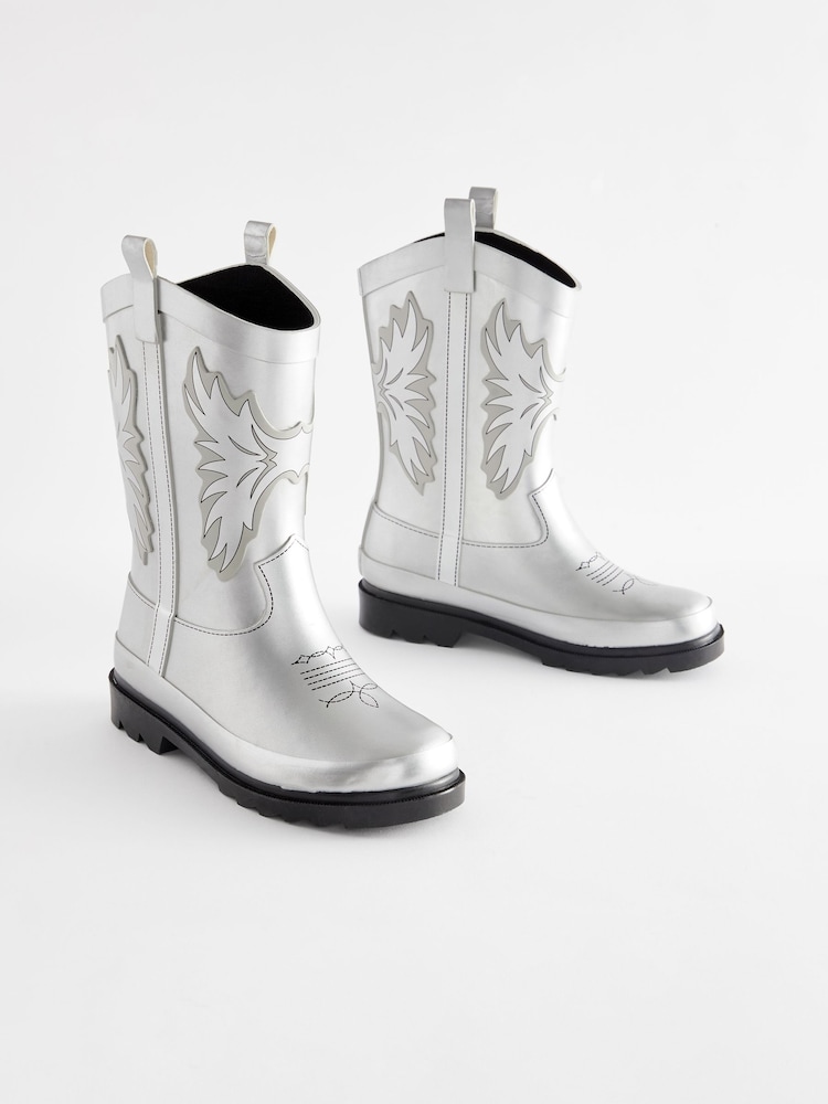 Silver Metallic Western Wellies - Image 1 of 5