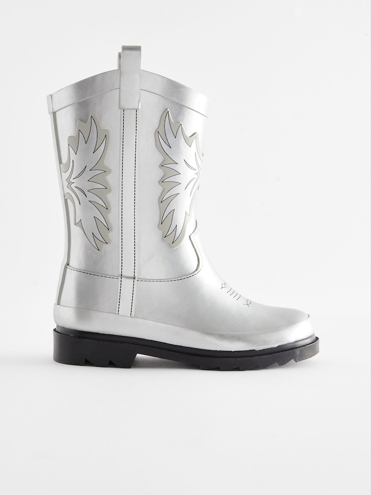 Silver Metallic Western Wellies - Image 2 of 5