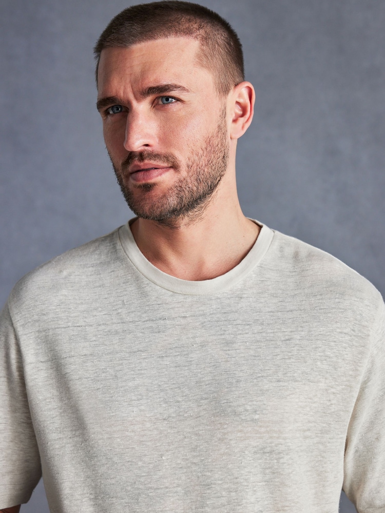 Neutral Signature 100% Linen T-Shirt - Image 1 of 4 Neutral Signature 100% Linen T-Shirt - Image 1 of 4