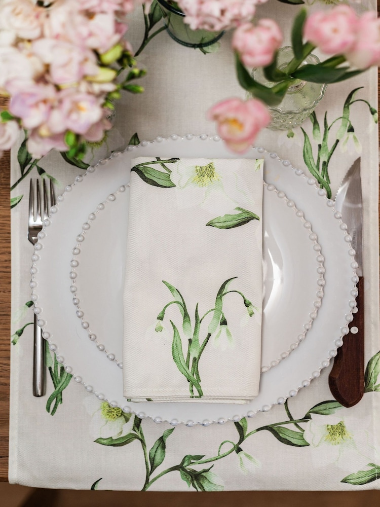 Avalon Home Set of 2 Natural Snowdrop and Hellebore Napkins - Image 6 of 6