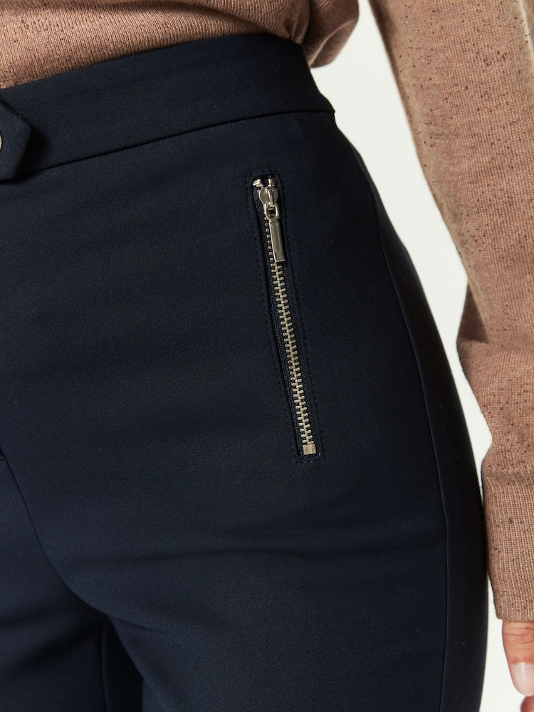 Navy Blue Zip Detail Skinny Trousers - Image 5 of 7
