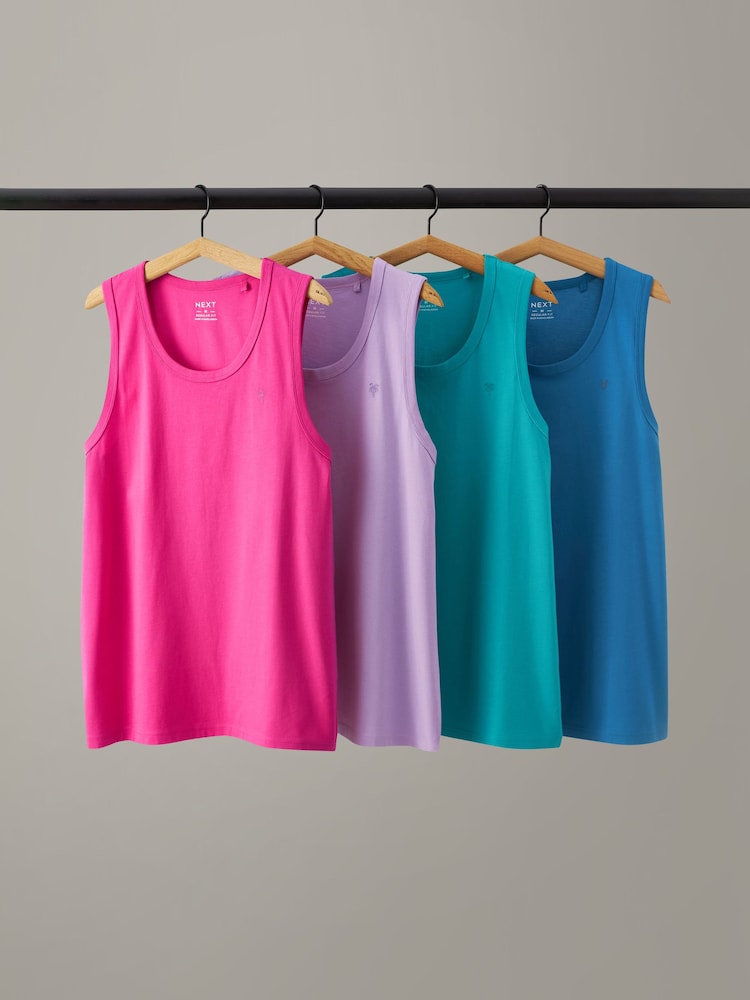 Bright Mix 100% Cotton Vests 4 Pack - Image 1 of 1