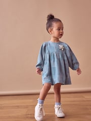 Blue 100% Cotton Denim Daisy Dress (3mths-8yrs) - Image 1 of 7
