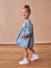 Blue 100% Cotton Denim Daisy Dress (3mths-8yrs) - Image 2 of 7