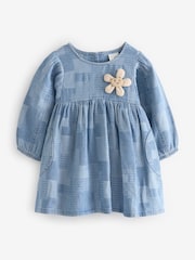 Blue 100% Cotton Denim Daisy Dress (3mths-8yrs) - Image 5 of 7