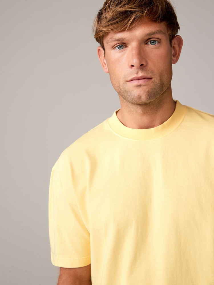 Yellow Garment Dye Heavyweight 100% Cotton T-Shirt - Image 1 of 5