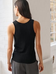 Black Textured Scoop Neck Tank Top - Image 3 of 6