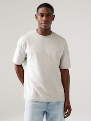 Grey Marl Relaxed Fit 100% Cotton Heavyweight T-Shirt - Image 1 of 7