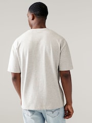 Grey Marl Relaxed Fit 100% Cotton Heavyweight T-Shirt - Image 3 of 7