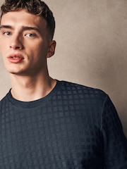 Charcoal Grey Regular Fit Textured 100% Cotton T-Shirt - Image 1 of 8