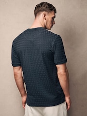 Charcoal Grey Regular Fit Textured 100% Cotton T-Shirt - Image 4 of 8