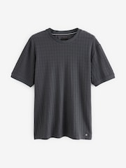 Charcoal Grey Regular Fit Textured 100% Cotton T-Shirt - Image 6 of 8