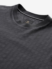 Charcoal Grey Regular Fit Textured 100% Cotton T-Shirt - Image 7 of 8