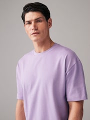 Lilac Purple Relaxed Fit Heavyweight 100% Cotton T-Shirt - Image 1 of 8