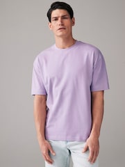 Lilac Purple Relaxed Fit Heavyweight 100% Cotton T-Shirt - Image 3 of 8