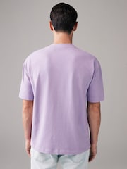 Lilac Purple Relaxed Fit Heavyweight 100% Cotton T-Shirt - Image 4 of 8