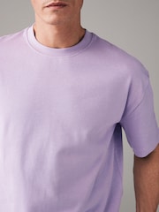 Lilac Purple Relaxed Fit Heavyweight 100% Cotton T-Shirt - Image 5 of 8