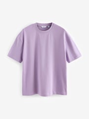 Lilac Purple Relaxed Fit Heavyweight 100% Cotton T-Shirt - Image 6 of 8