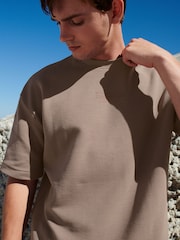 Brown Relaxed Fit Graphic Heavyweight T-Shirt - Image 1 of 6