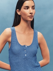 Colbalt Blue Textured Scoop Neck Tank Top - Image 1 of 6