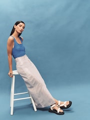 Colbalt Blue Textured Scoop Neck Tank Top - Image 2 of 6