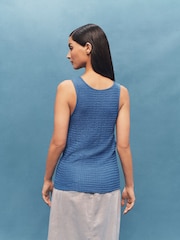 Colbalt Blue Textured Scoop Neck Tank Top - Image 3 of 6