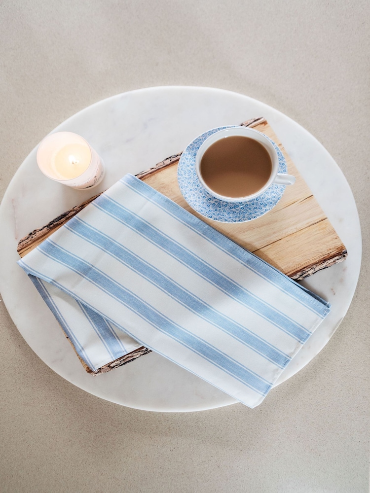 Avalon Home Mid Blue Mid Blue Stripe Tea Towel - Image 3 of 3