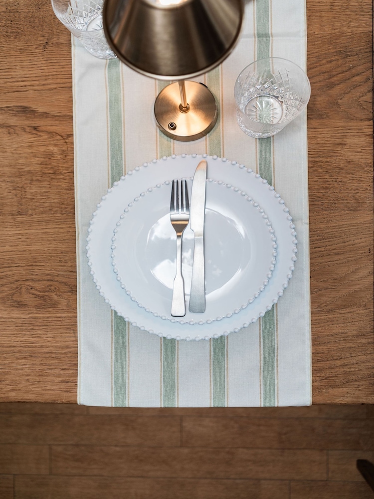Avalon Home Sage Ticking Stripe Table Runner - Image 6 of 6