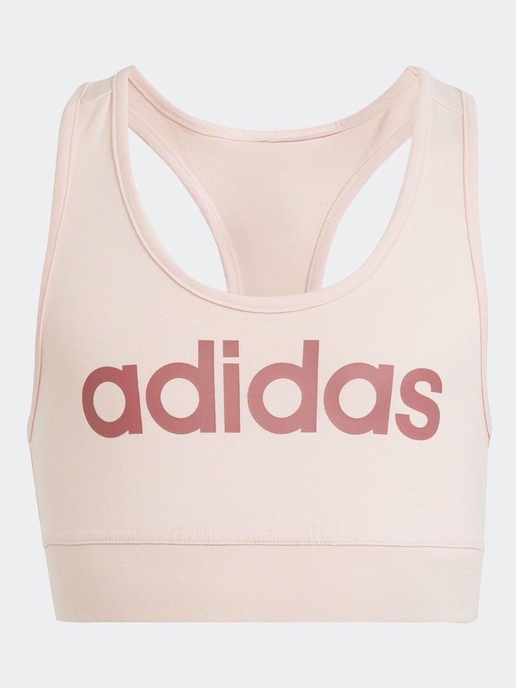 adidas Light Pink Essentials Linear Logo Cotton Bra Top - Image 5 of 5