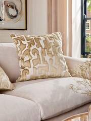 Gold Valencia Cut Velvet 59 x 59cm Cushion - Image 1 of 5