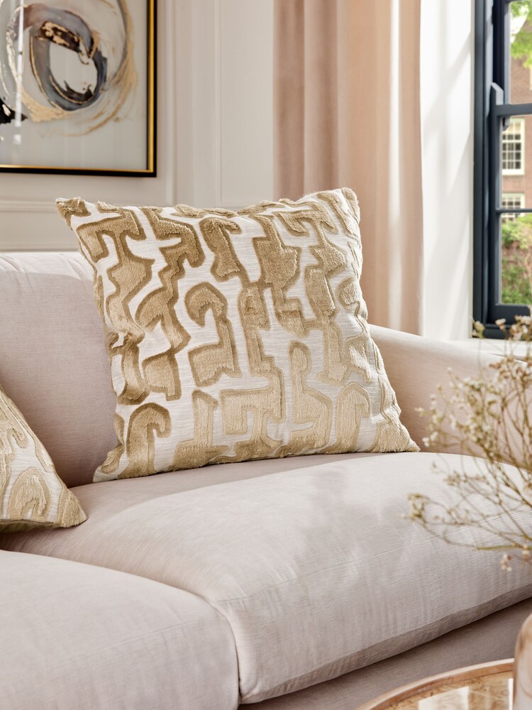 Gold Valencia Cut Velvet 59 x 59cm Cushion - Image 1 of 5