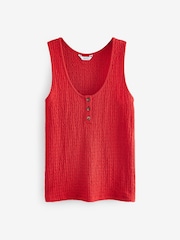 Red Textured Scoop Neck Tank Top - Image 5 of 6
